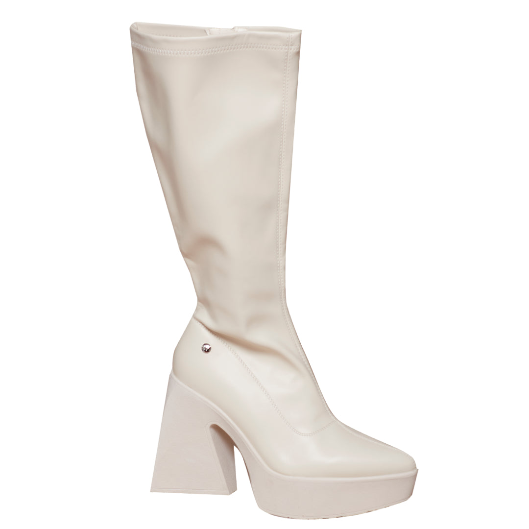Bota Negra Plataforma Mujer Blanca